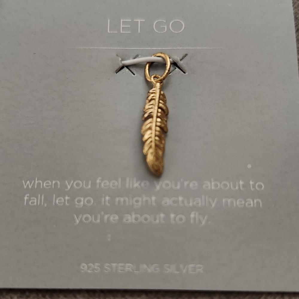 Origami Owl Gold Feather Pendant/Charm